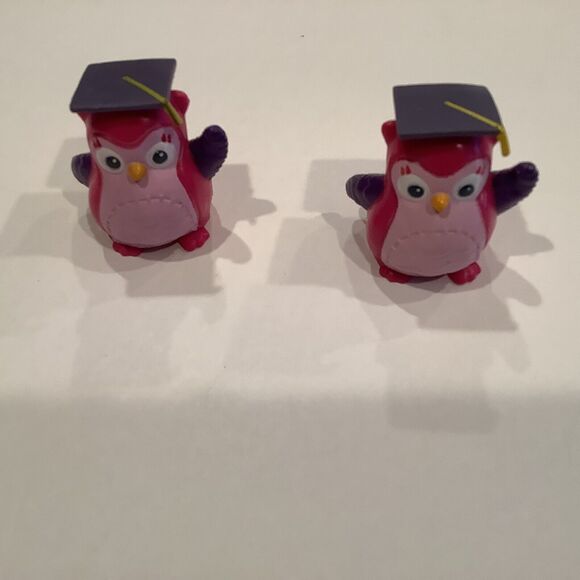 Set Of 2 Doc McStuffins Professor Hootsburgh Owl Figure Cake Toppers Toys - Picture 1 of 9
